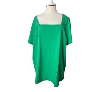 Roaman’s NWOT Square Neck Short Sleeve T Shirt Women's 2X Kelly‎ Green Staple